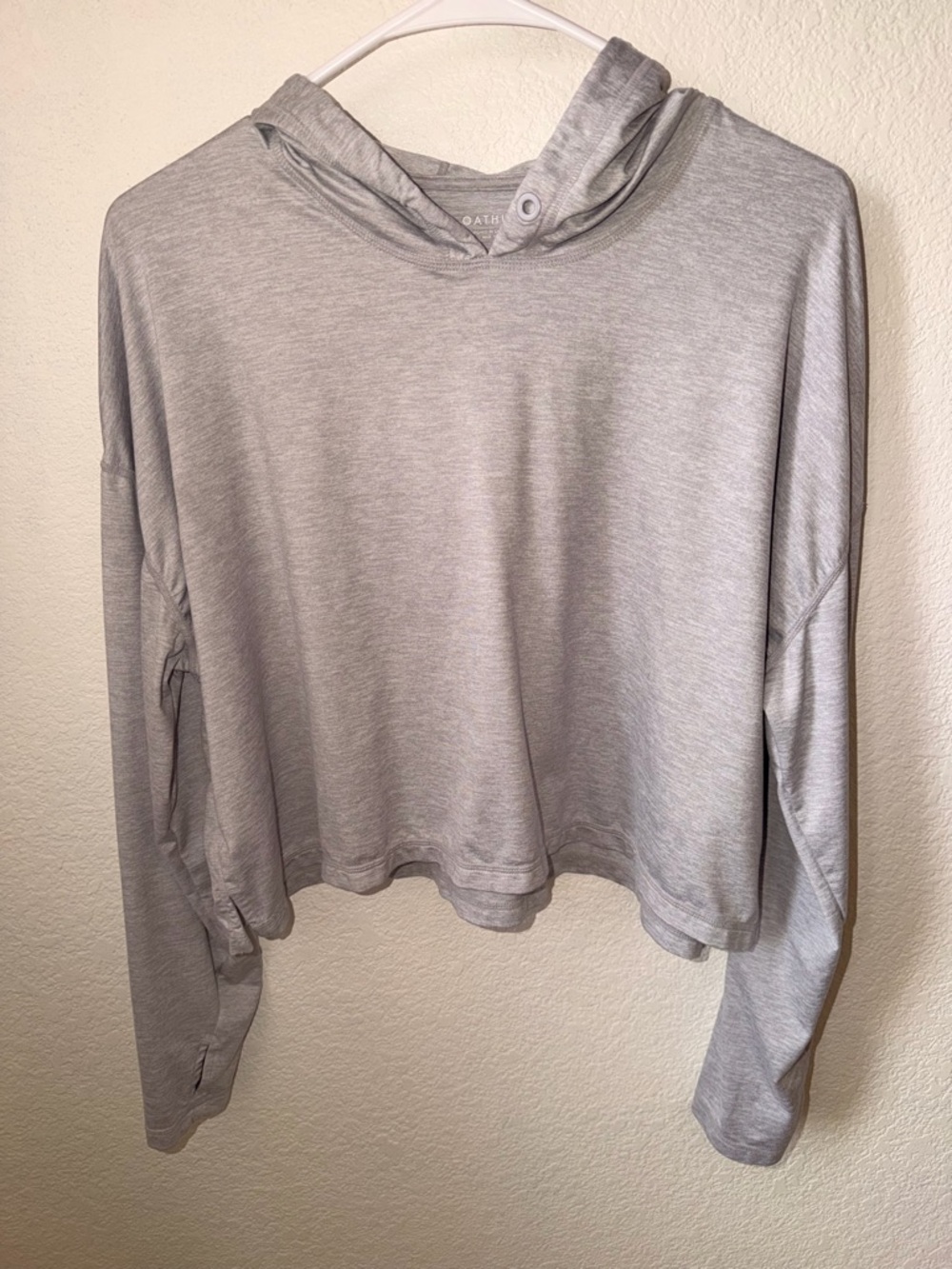 Athleta Light Gray Cropped Hooded Sweatshirt